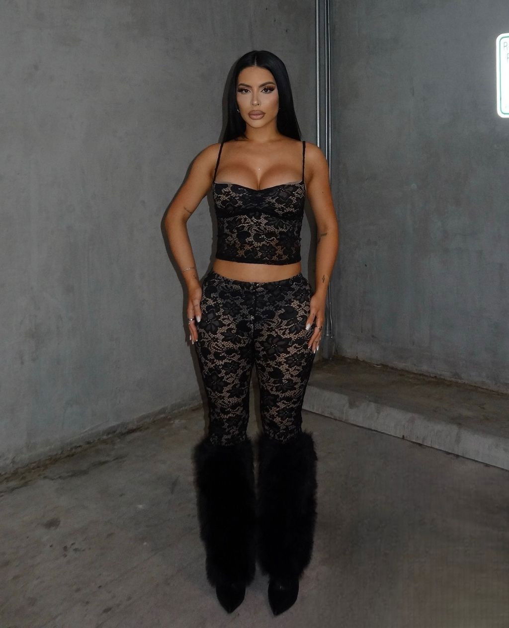Photo shared by FashionNova.com on July 25, 2024 tagging @fashionnova, and @wowval_. May be an image of 1 person, makeup, fur and fishnet stockings.