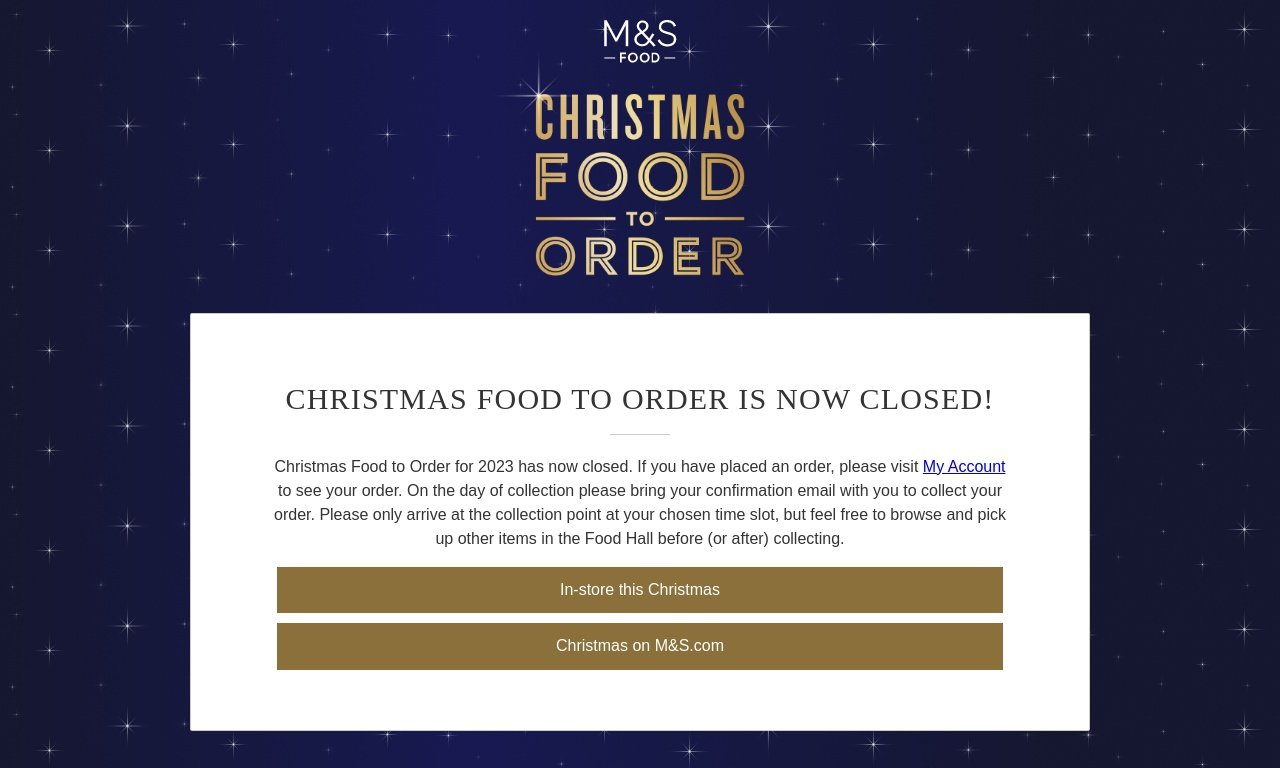Marks and Spencer Christmas Food to Order