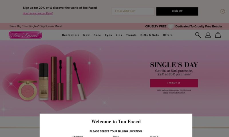 Too Faced Costmetics Europe